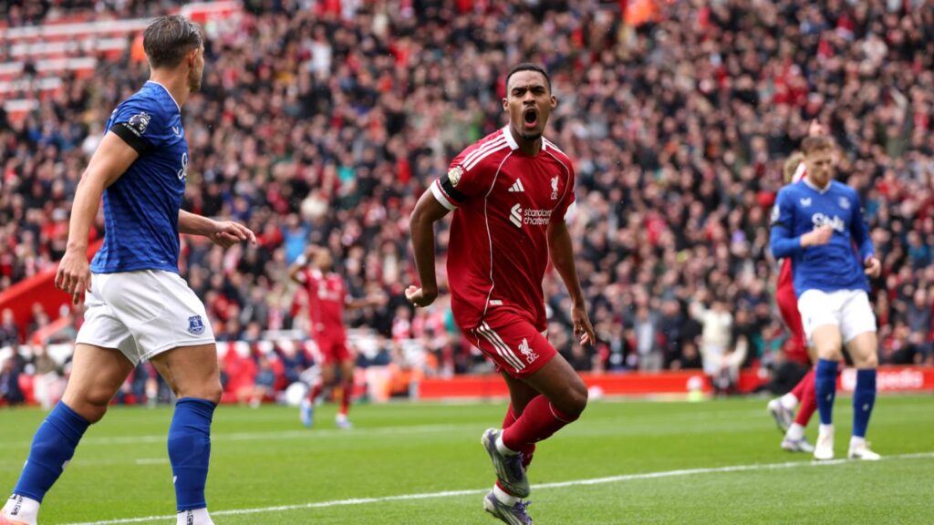 Ryan Gravenberch në Derby lufton për qëllimin e Premier League të muajit