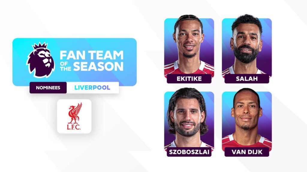 Katër Reds të nominuar për Skuadrën e Sezonit të Mbështetësit të Premier League