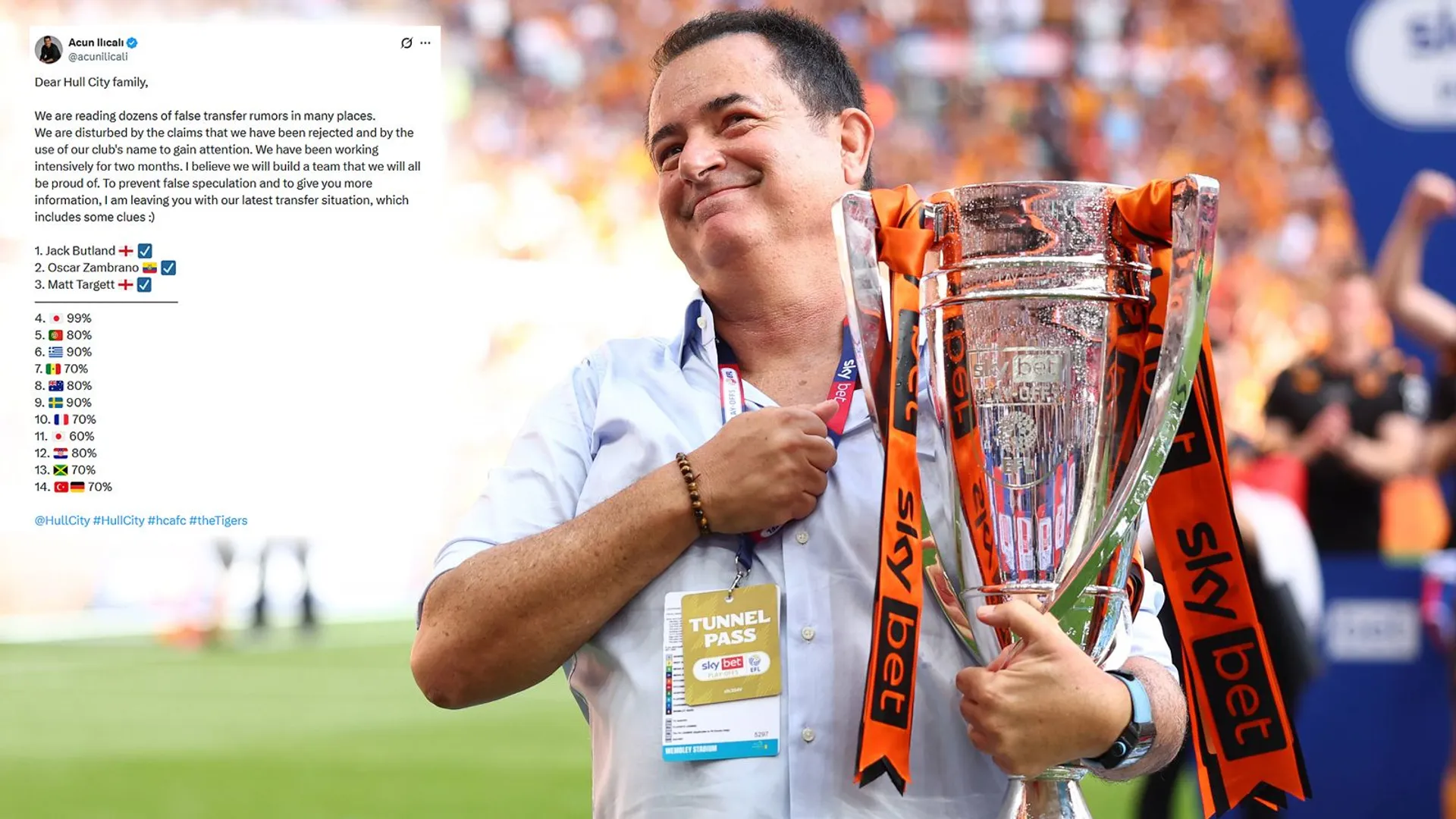 Hull City: Bosi i klubit Acun Ilicali poston të gjithë listën e transferimeve